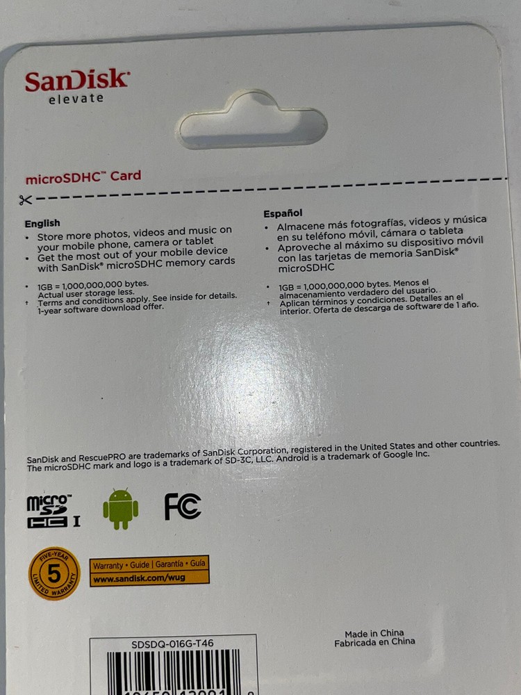 SanDisk elevate 16GB microSDHC Memory Card 2 packages