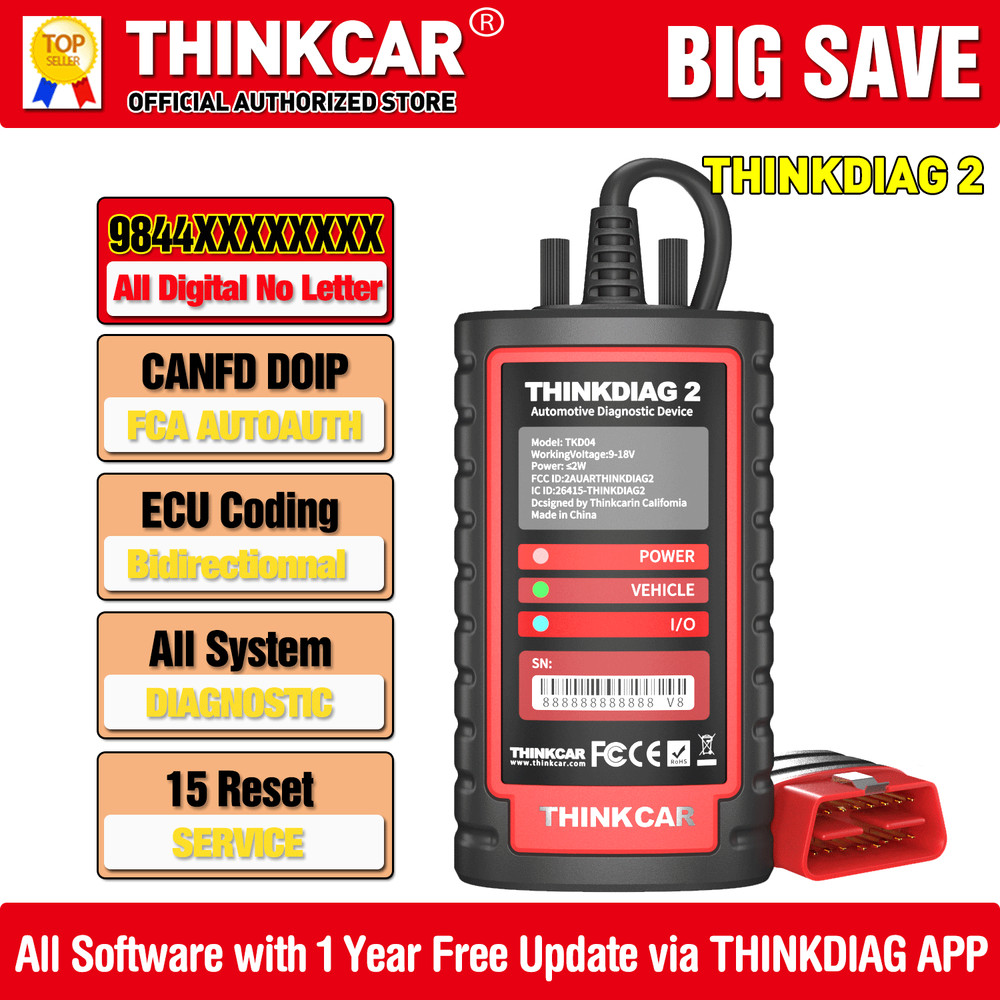 2026 THINKDIAG 2 Car OBD2 Scanner Bidirectional All System Diagnostic Tool CANFD