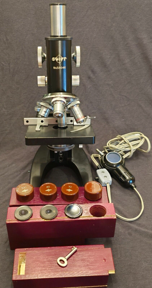 Vintage Model Swift SMB 58646 Microscope from Swift Optical-Original Case w Key