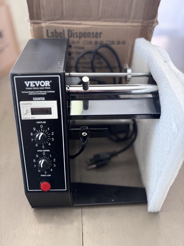 Vevor LDL-30-V1 Automatic Label Dispenser Applicator, 0.6-4.9" Width, Counter
