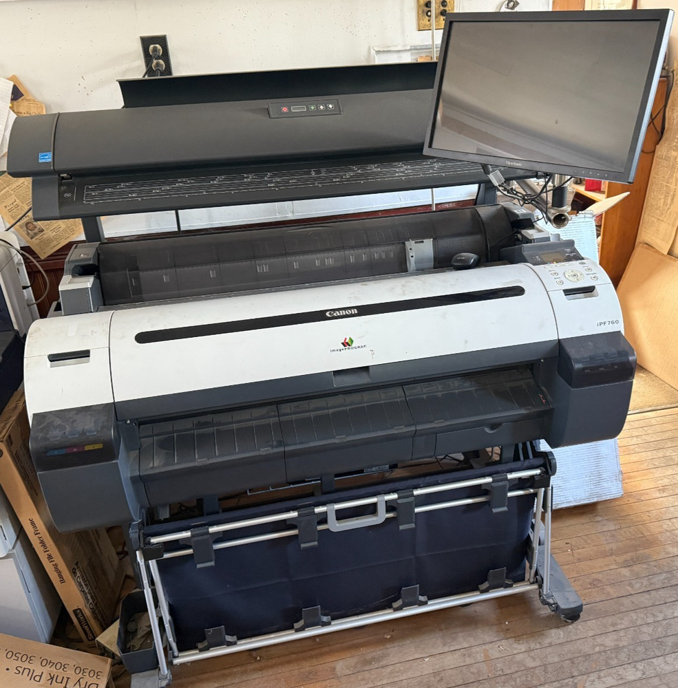 Canon iPF760 MFP Large Format Printer + M40 Scanner + Rack + Control PC + Ink