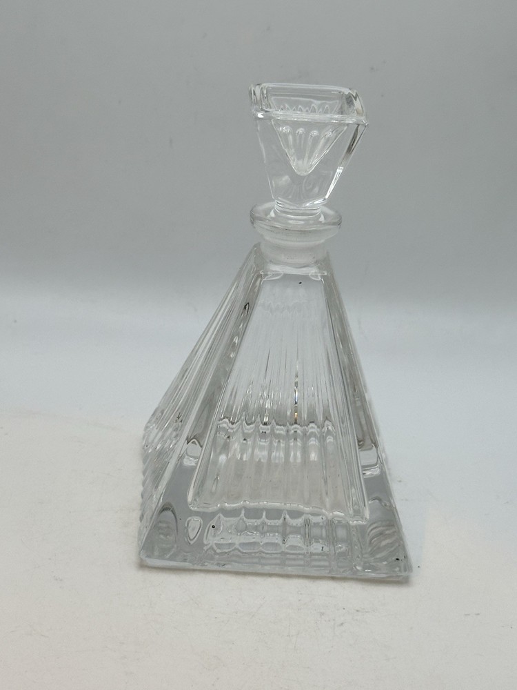 Art Deco Leaded Crystal Triangular Perfume Bottle With Stopper