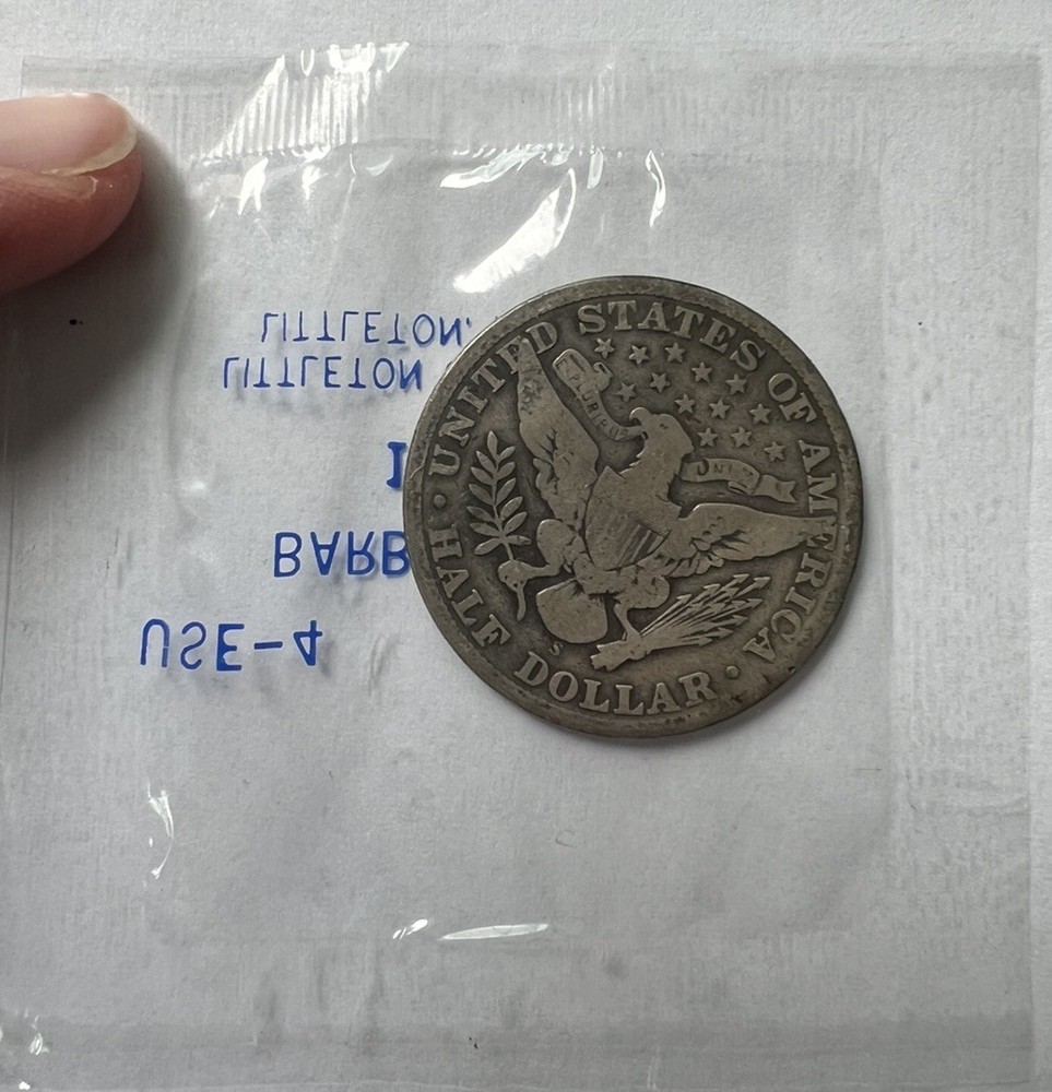 1911-S San Francisco Mint Silver Barber Half Dollar