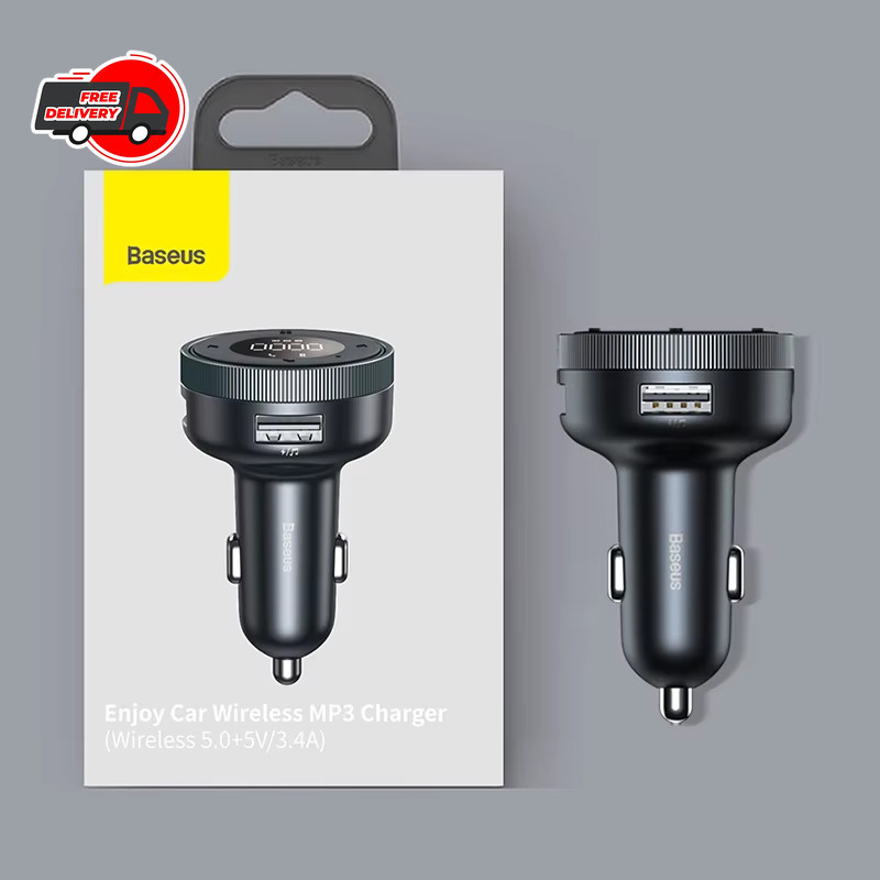 Baseus Bluetooth 5.0 FM Transmitter Car USB Fast Charger MP3 Player Kit