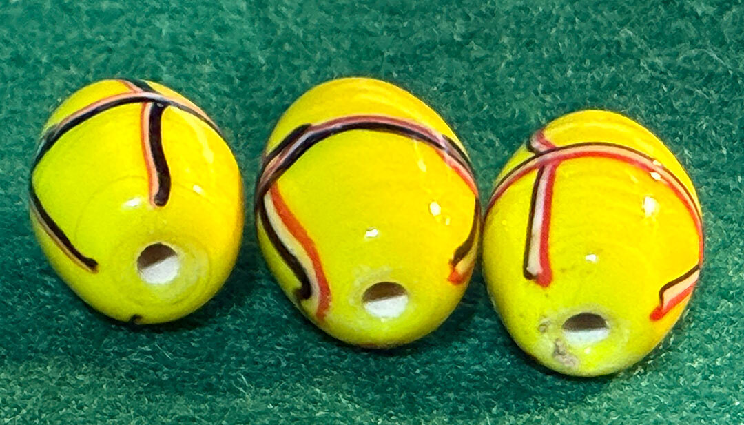 (3) Old Original French Cross Glass Indian Trade Bead Fur Trade 1700s A+ Quality