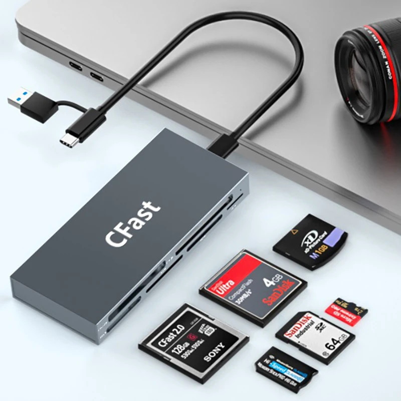 UTHAI TF4 6-Card Same Read SD/TF/MS/XD/Cfast Camera Multi functional Card Reader