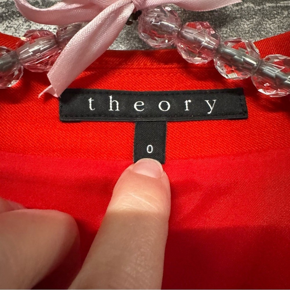 Theory wool blazer red one button closure pockets jacket SIZE 0