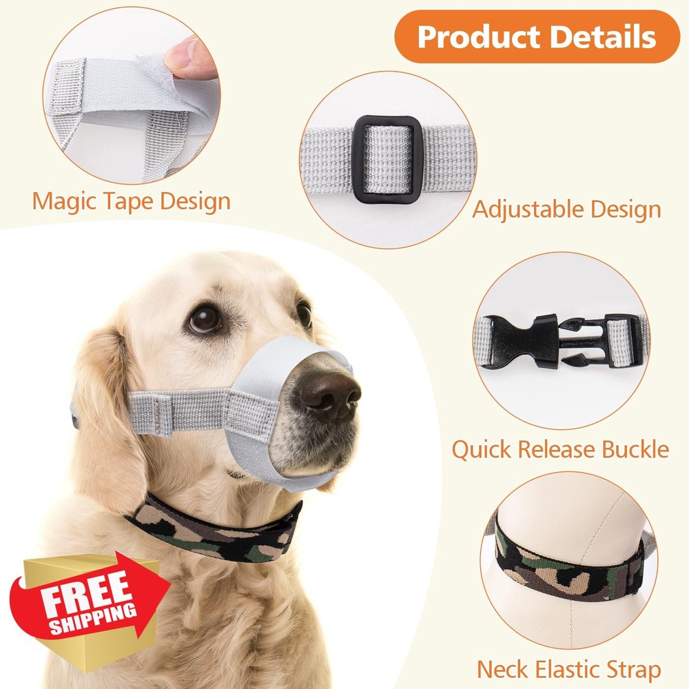 Coppthinktu Dog Muzzle L Gray No-Escape Adjustable Soft