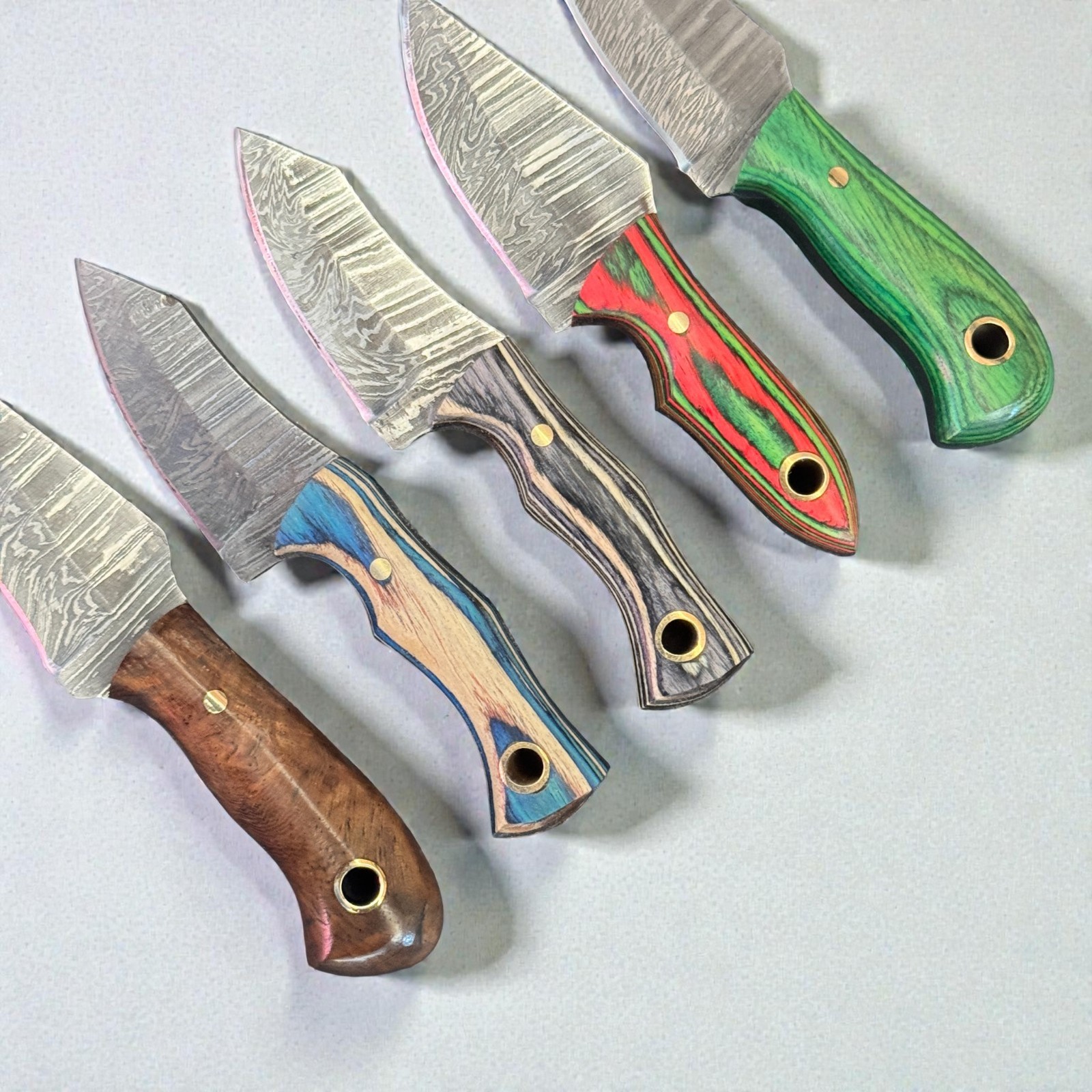 Hunting Knives | Lot of 10 | Damascus Steel | Pakka Wood Handle | D1211