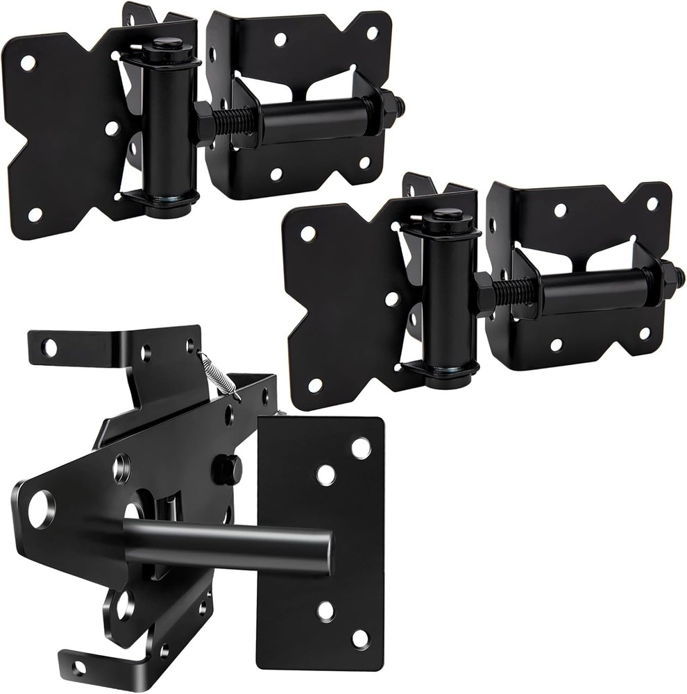 Self Locking Gate Latch and Hinges Set Heavy Duty Hardware for...