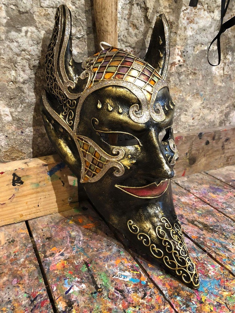 Black Devil Carnival Mask - Exclusive Venetian Devil Mask