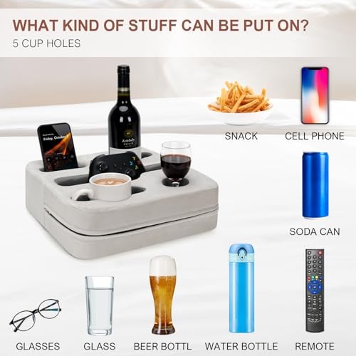 Couch Cup Holder Pillow - Sofa Cup Holder | Couch Caddy, Couch SilverGrey