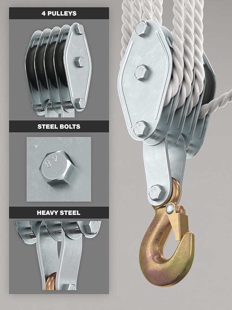Block and Tackle Pulley System 4000LB Breaking 65ft