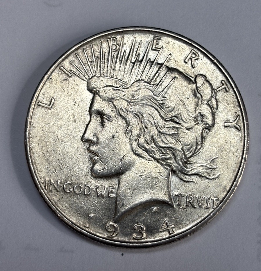 1934-D Peace Silver Dollar AU Almost Uncirculated