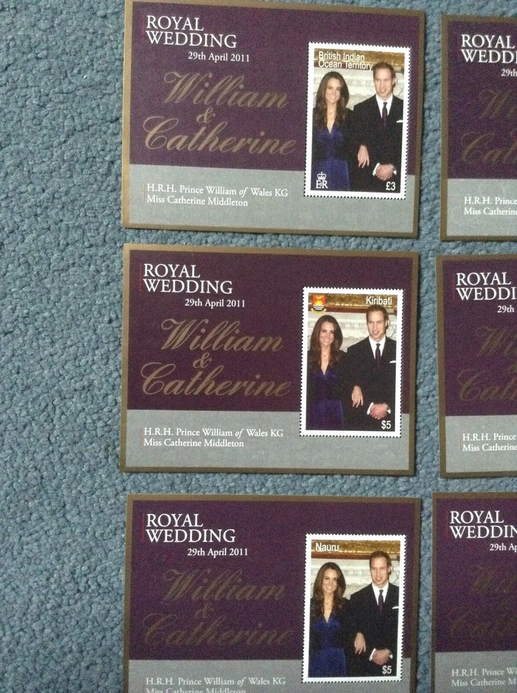 Assorted collection of NINE different Royal Wedding 2011 Mini sheets - All Mint