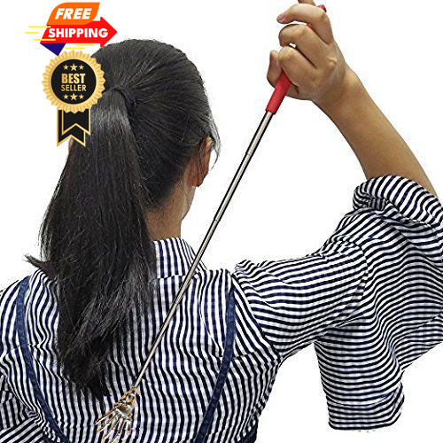 2-Pack Skeleton Hand Back Scratcher Portable Extendable 3 Piece Set, Black