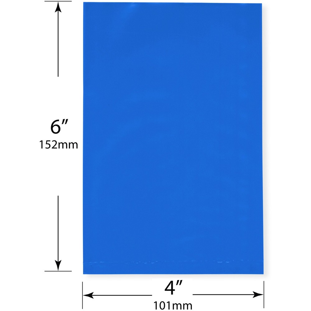 Plymor 4" x 6", Blue 2 Mil Flat Open Plastic Poly Bags