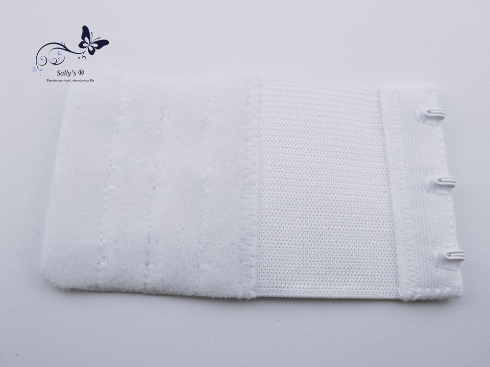 WHITE ELASTICATED SALLY’S ® BRA EXTENDER - 3 HOOK 3 POSITIONS - 2 PACK