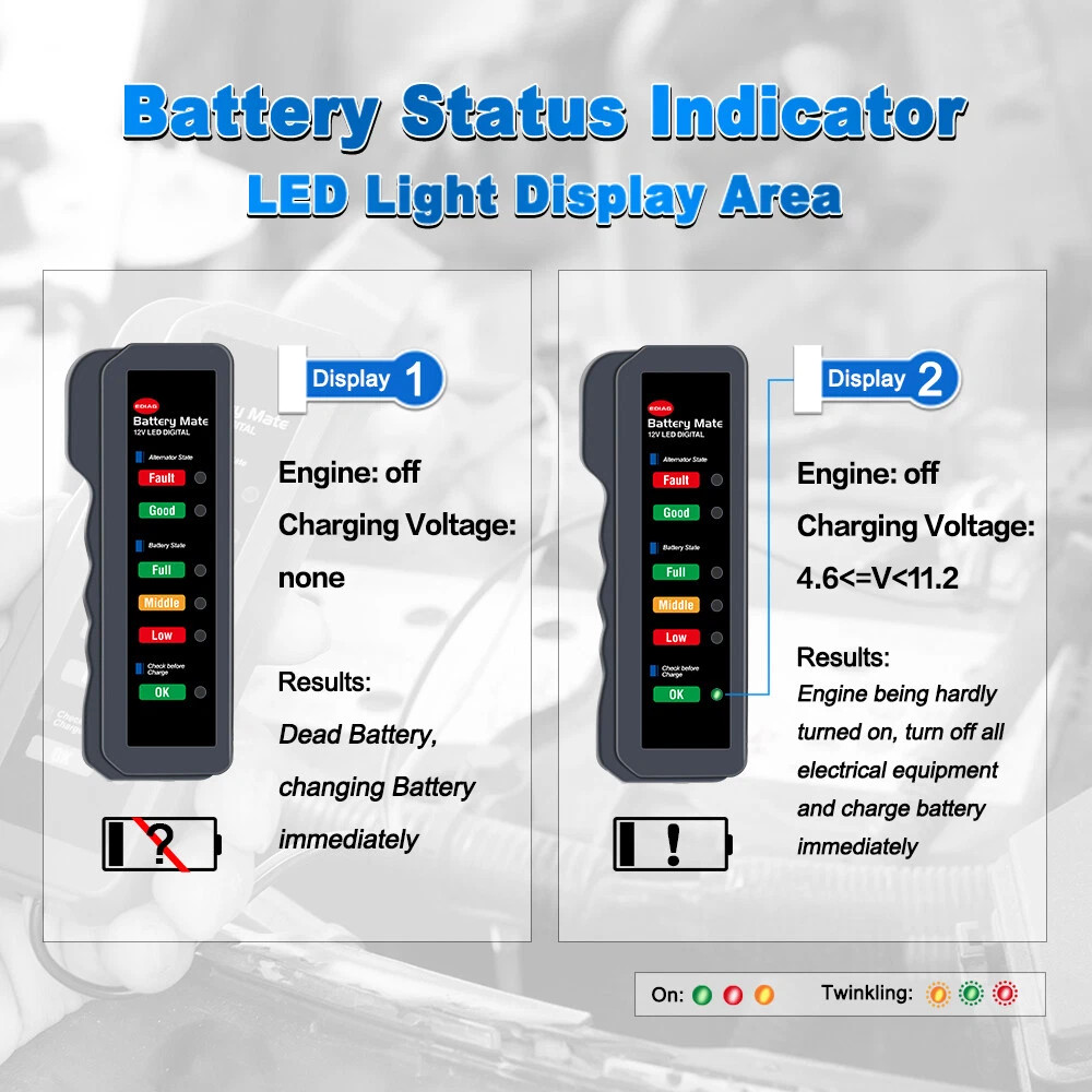 Battery Load Tester Car 12V Digital Analyzer Led Digital Diagnostic Test Tool
