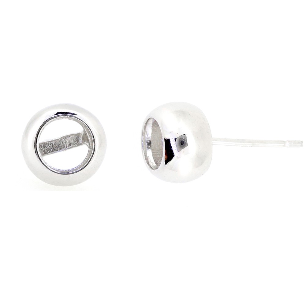 Sterling Silver Semi Mount Earrings Setting Round RD 5.5mm Stud White Topaz