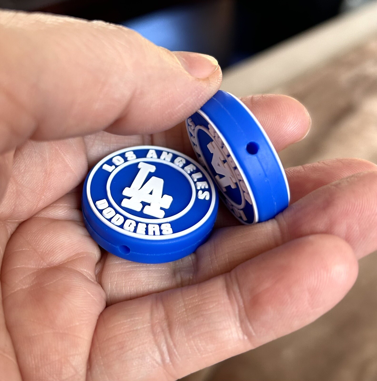 2 Piece Los Angeles L.A. Baseball Team Silicone Focal Beads DIY Jewelry Pens+