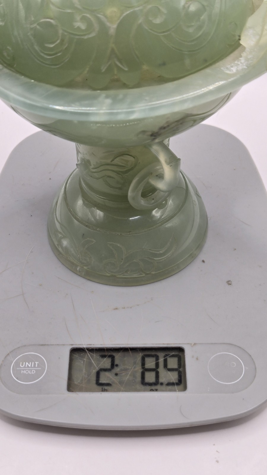 Vintage Chinese Jade Carved Foo Dog Incense Burner 8" x 7.5" READ FOR FAULTS