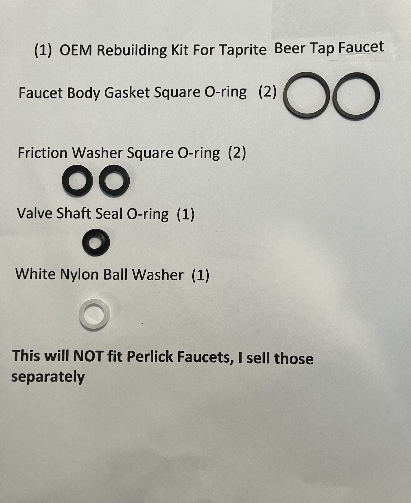 (1) Taprite Beer Faucet Rebuilding Kit, Taprite O-ring/Washers,Homebrew, Beer