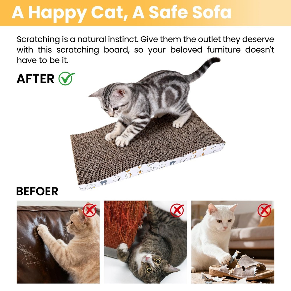 Cat Scratching Board Large Wide Corrugate Scratcher Pad Double-Sided 2-PACK