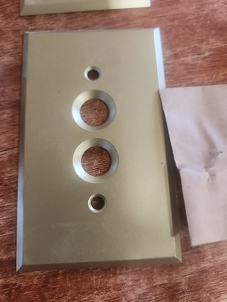 2 Vintage Perma Flush Plate Brass push button wall switch plate