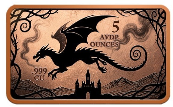 5oz Flying Dragon Colorized Copper Bar in Capsule