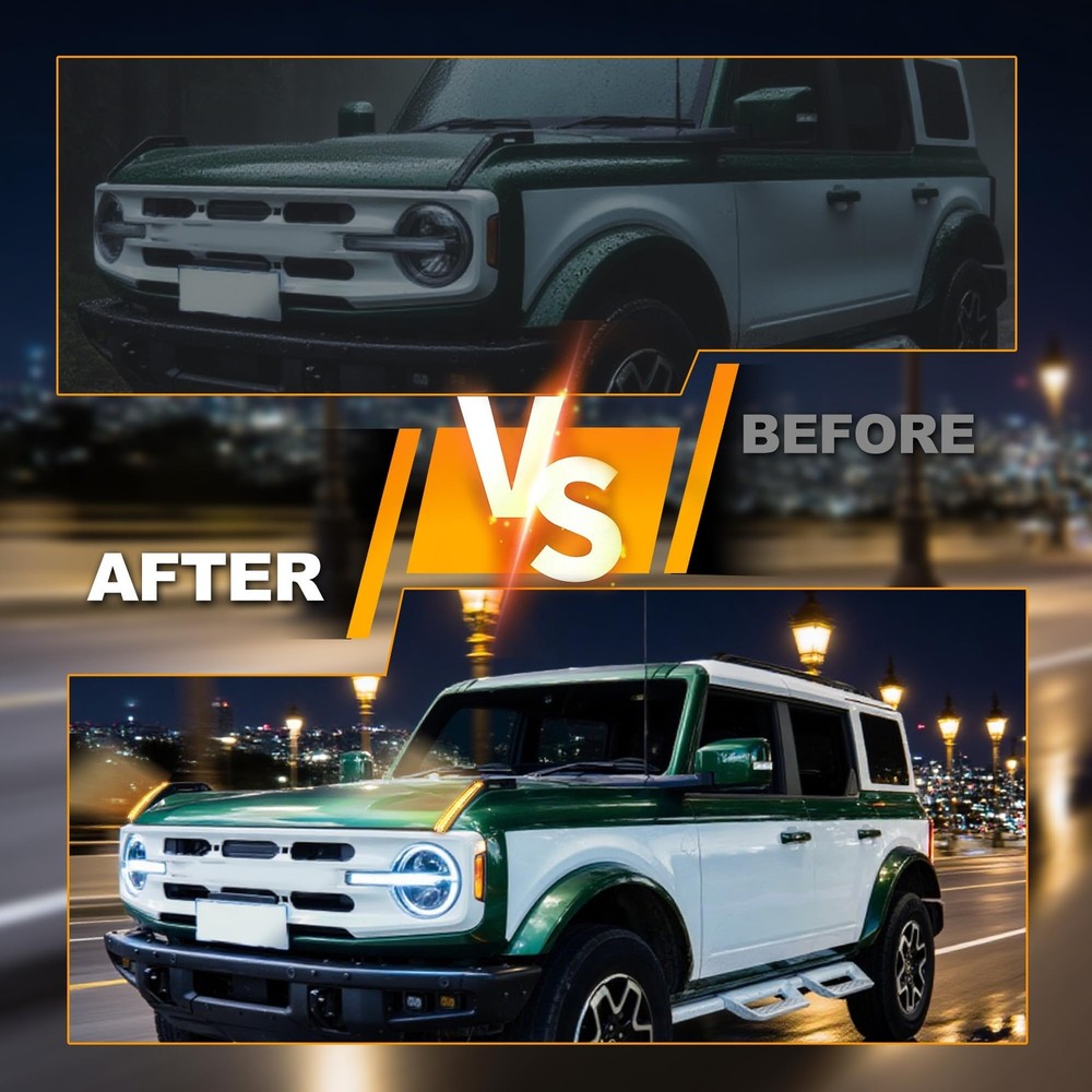 Sequential LED Hood Handle Trail Sight Lights Compatible with Ford Bronco 202...