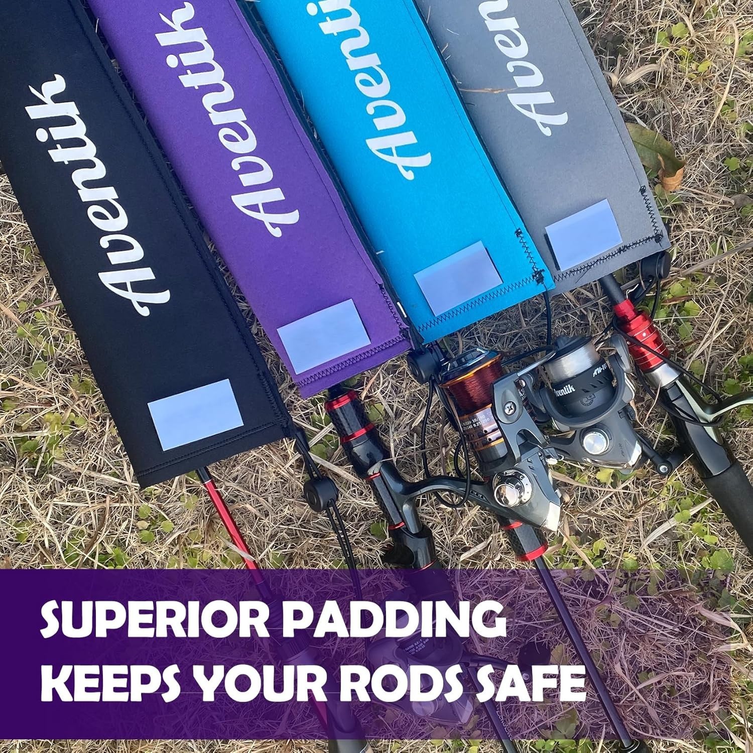 Neoprene Fishing Rod Sleeves Spinning Rod Sock Breathable Vent Snag Resistant...