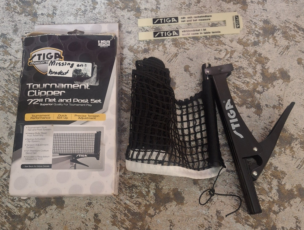 Stiga MasterSeries Tournament Clipper 72" Net & Post Set *Missing Bracket*
