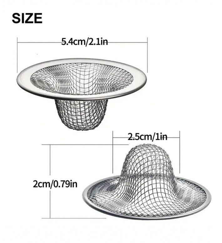 6pcs Stainless Steel Sink Strainer - Mesh Drain & Hair Catcher for Bathroom