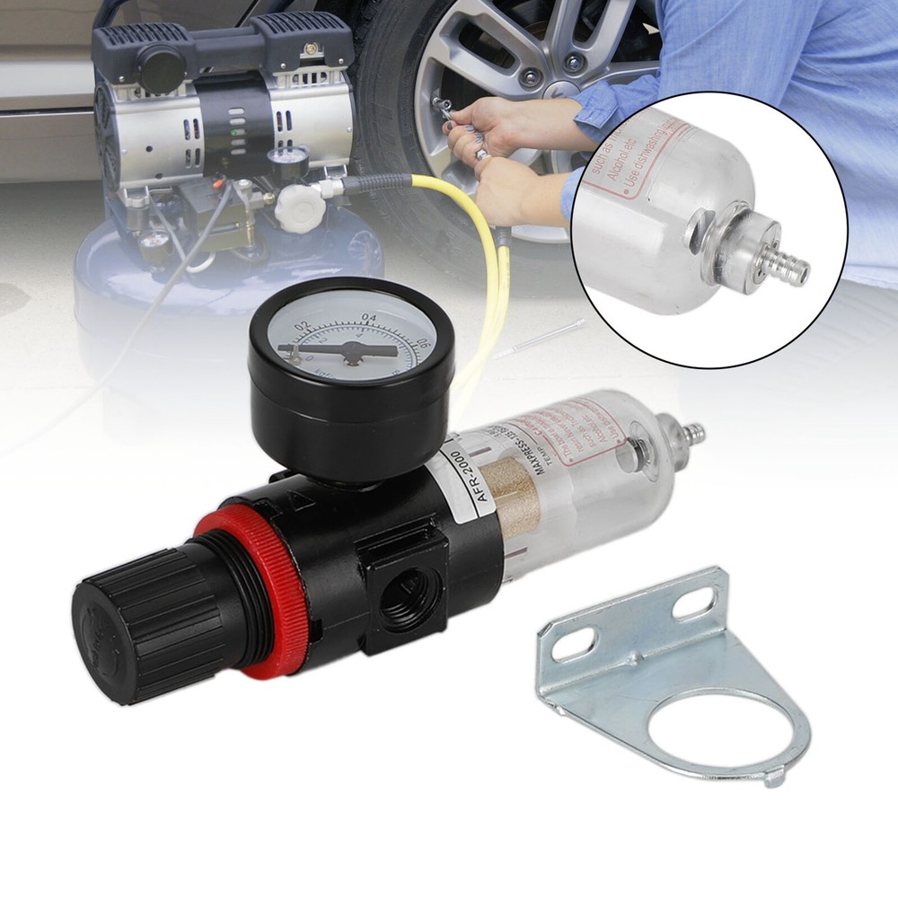 AFR-2000 1/4" Air Compressor Filter Water Separator Trap Tools Regulator Gauge