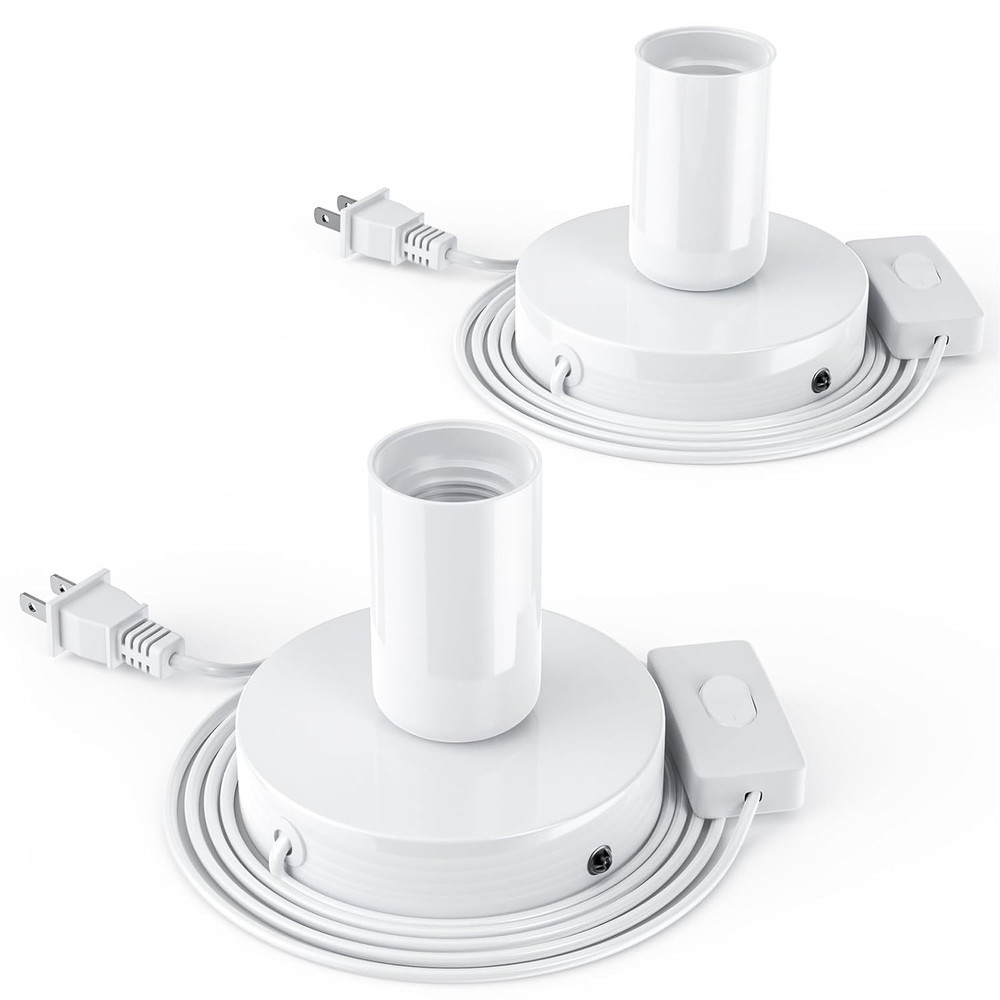 【Upgraded】 2 Polished Metal Desktop/Hanging Light Bulb Socket E26/E27 Lamp Base,