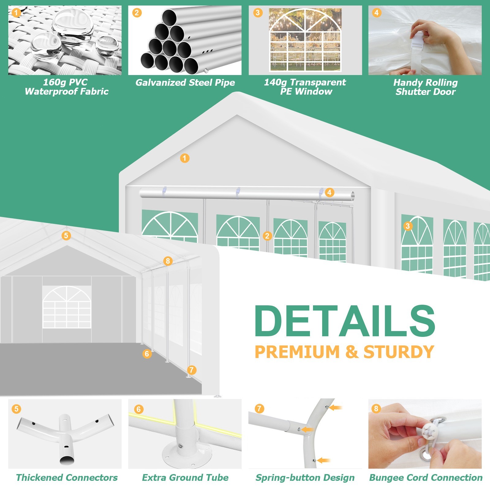 13'x26' Heavy Duty Wedding Party Tent Outdoor Gazebo Canopy Tent Removable Walls