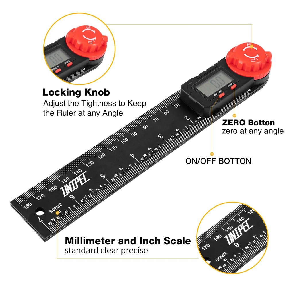 Digital Angle Finder Protractor Ruler 7 in 200mm Measuring Tool