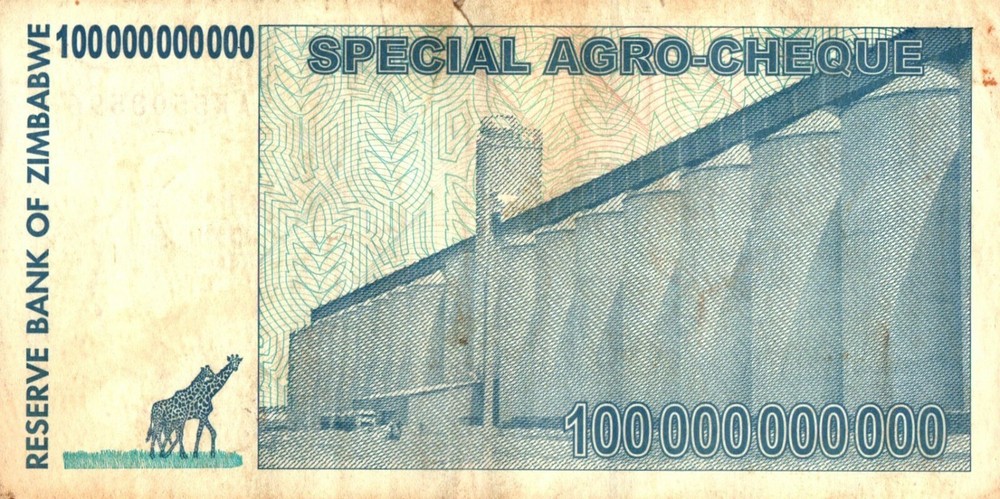 100 Zimbabwe 100 Billion Special Agro Cheque