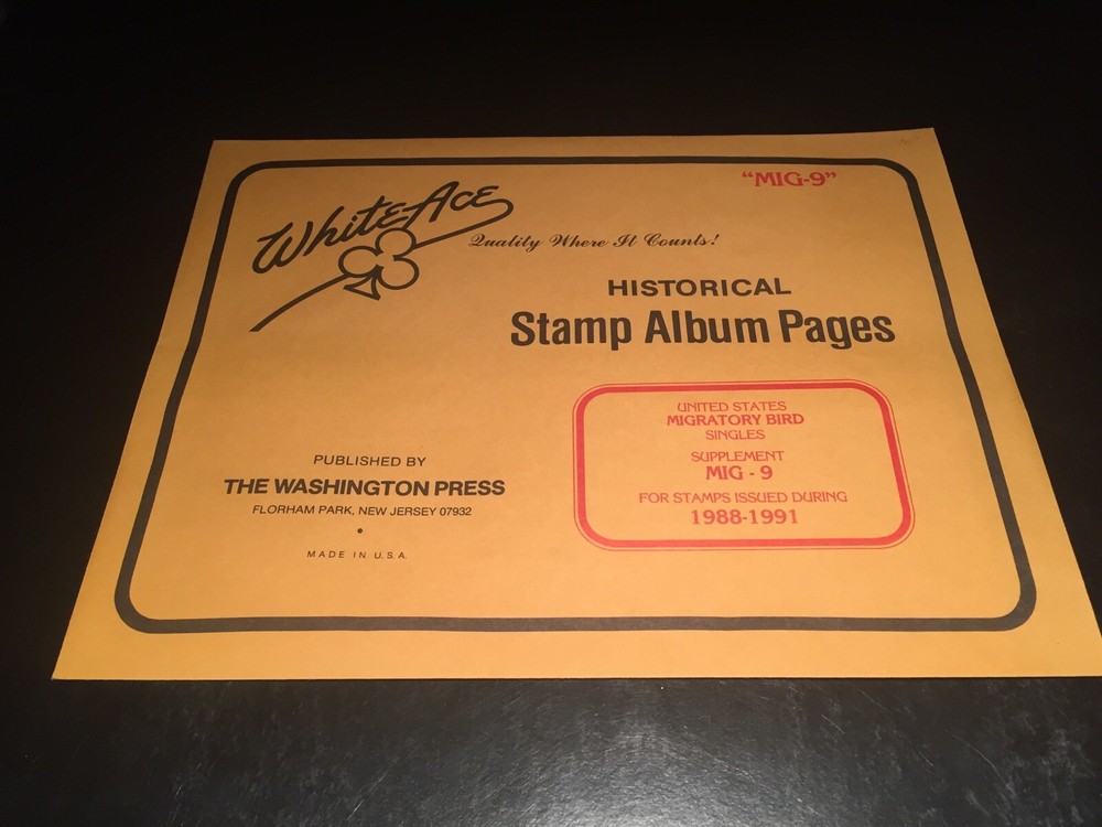 New White Ace Album Supplement Pages Migratory Bird Hunting Stamps MIG-9-1988-91