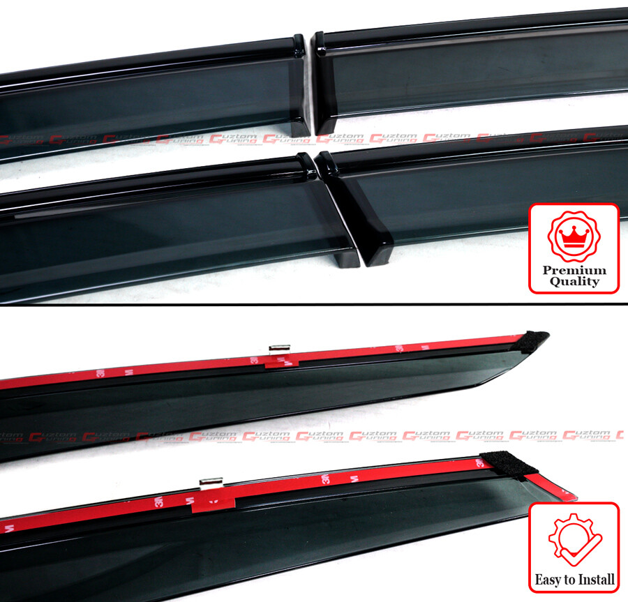 FOR 2018-2022 HONDA ACCORD CLIP-ON BLACK TRIM WINDOW VISOR RAIN GUARD DEFLECTOR