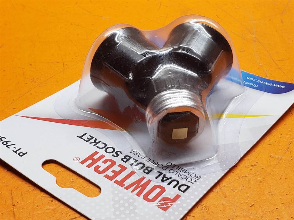 ⭐️⭐️⭐️⭐️⭐️ Genuine Powtech PT-7954 Dual Bulb Socket Adapter Converter Splitter