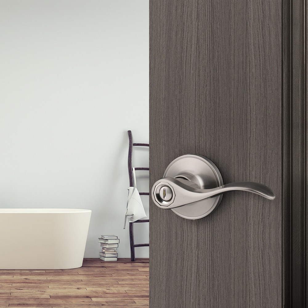 Brushed Nickel Round Door Knobs Privacy Passage Wave Door Levers Entry Locks
