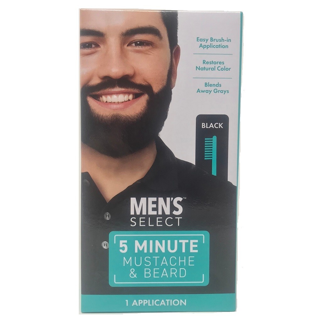 2pk Men's Select Mustache and Beard Hair Color Dye 5 minute Black or Dark Brown