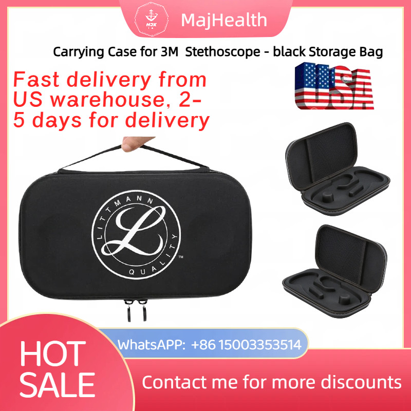 Protective Hard Case for  Stethoscope - Durable Black Storage Bag