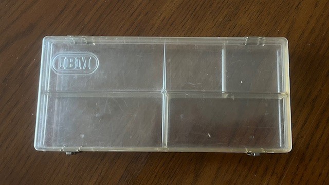 Vintage IBM branded storage cases, plastic coplymer, snap closures, hinged