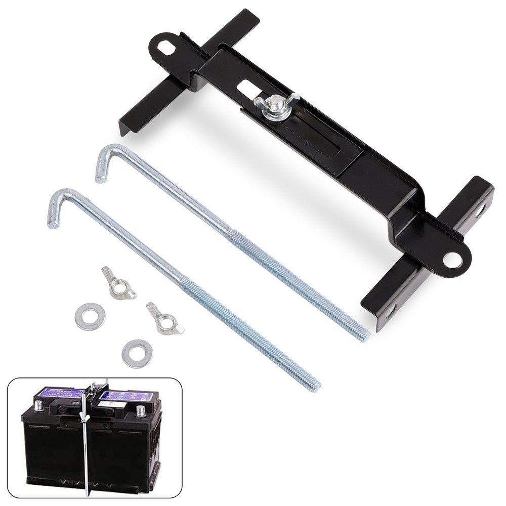 7.5'' 19cm Car Battery Tie Down Bracket With J bolts Hold Down Sets Adjustable