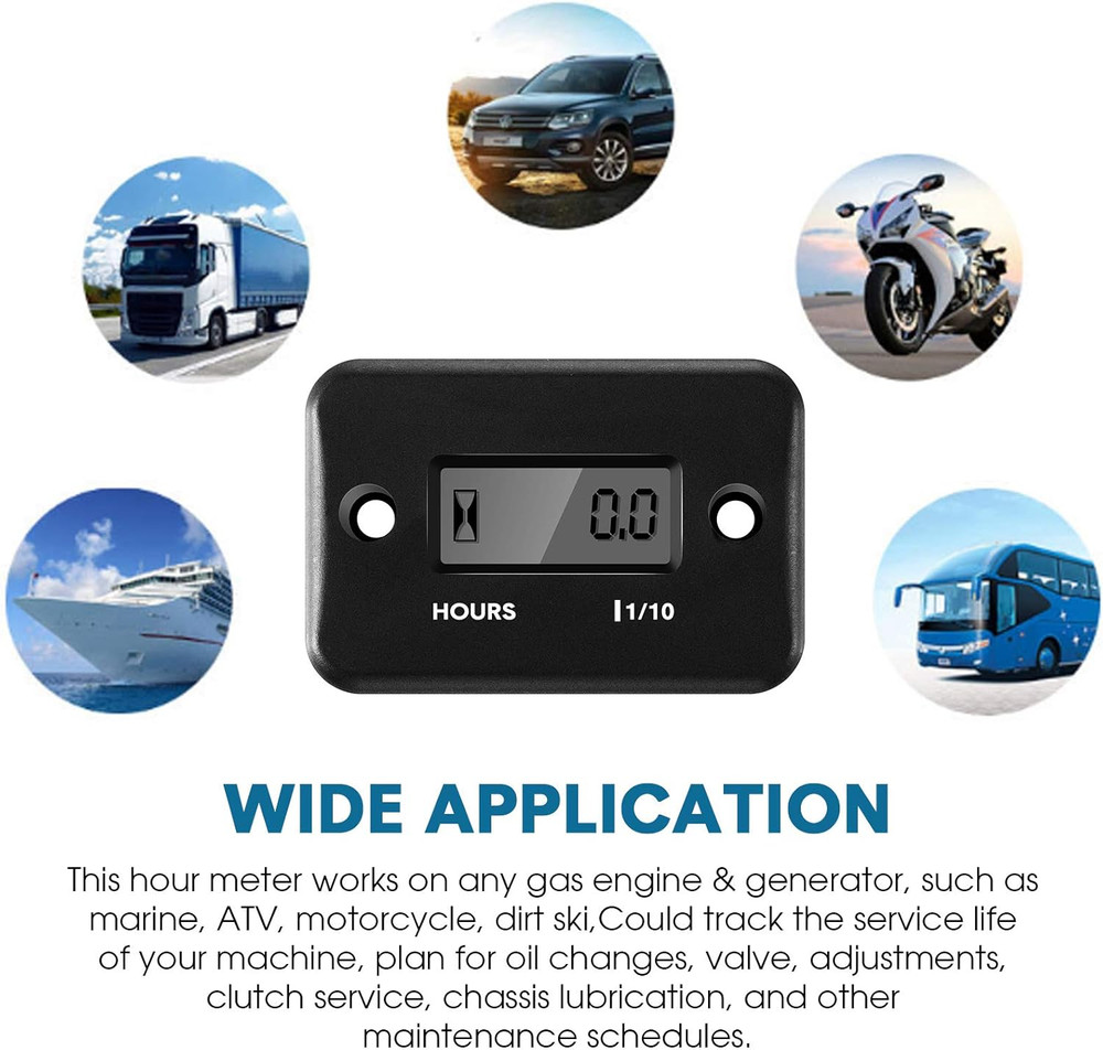 4 Pieces Hour for Small Engines Inductive Digital Engine Meter Automatically Sh