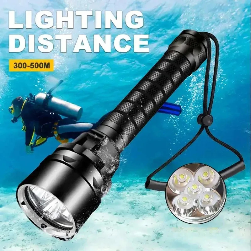 IPX8 Waterproof Professional Diving Flashlight  Underwater Dive Torch Light US