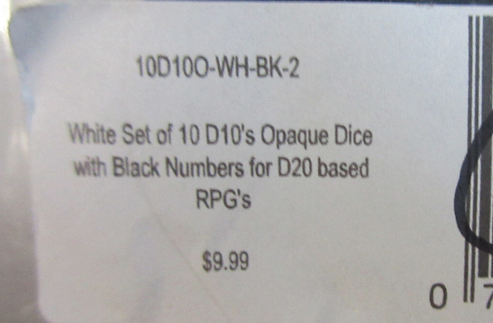 Polyhedral 10 - D10 Dice with Bag - Opaque White